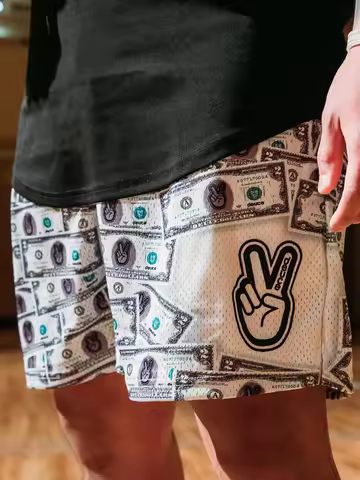 2026 New Men's Deuce Brand Money Print Mesh Basketball Shorts Y2K Oversized Casual Pants Suitable fo