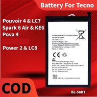 Battery For TECNO Spark 6 Air / Pova 4 Bateri Pouvoir 4 / Power 2 BL-58BT