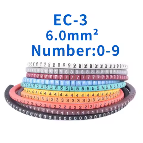 label marking 500PCS EC-3 Cable Wire Marker 0 to 9 For Cable Size 6.0 sqmm Colored number tube Cable