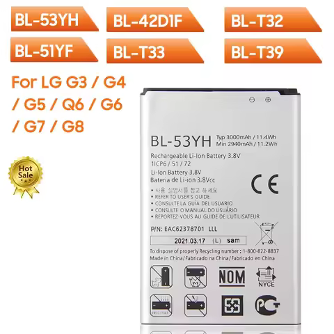 Brand New Replacement Battery For LG G3 F400L G4 H818 G5 VS987 Q6 G6 mini M700A G6 G600L G7 ThinQ +