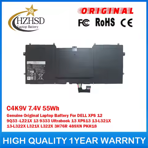 C4K9V 7.4V 55Wh Genuine Original Laptop Battery For DELL XPS 12 9Q33 -L221X 13 9333 Ultrabook 13 XPS