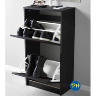 Ikea BISSA 802.564.50 Foldable Shoe Cabinet - 2 Compartment (Black)