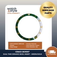CI0653 SKX007/SRPD Dual Time Ceramic Bezel Insert - Green/Gold
