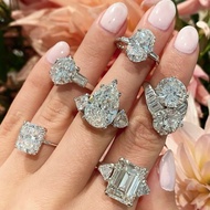 [ 15ct~6ct Lab Carbon Diamond ] Whitegold Pear Cut TearDrop Luxury Platinum Plated Ring