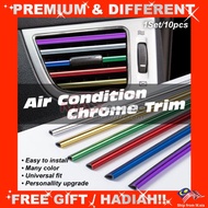 Premium Car Aircond Chrome Trim Universal Air Cond Vent Conditioner Outlet Decoration Strips Sticker