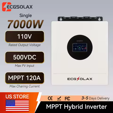 ECGSOLAX 7KW Hybrid Solar Inverter 48V 110V/120V Single Phase Pure Sine Wave Inverter With MPPT 120A