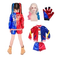 24Hrs Ship Out Kids Girls Harley Quinn Joker Costume Suicide Squad Cosplay Costumes Carnival Jacket Wig sets For Children