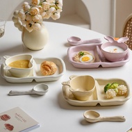 (3 Pieces)Tableware One Portion Set Ceramic Compartment Tray 211 Plate Breakfast Plate Weight Loss P