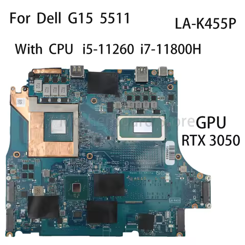 Laptop Motherboard For Dell G15 5511 Notebook LA-K455P With CPU i5-11260 i7-11800H GPU RTX3050 4G Mo