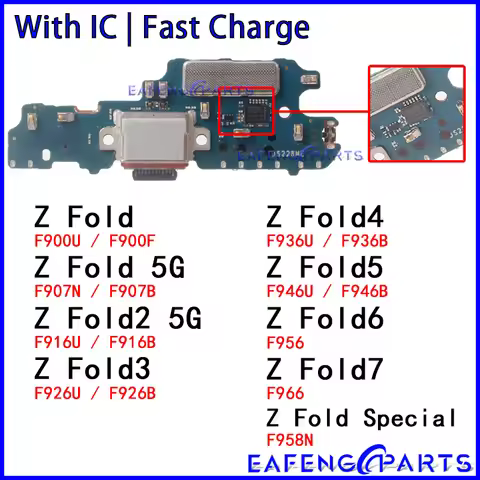 Usb Dock Charging Port for Samsung Galaxy Z Fold 2 3 4 5 6 7 Fe 5G Charger Board F907 916 F926 F936 