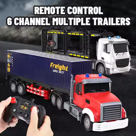 1/12 1/24 2.4G RC Container Trailer Truck Music Lights 6/9CH Remote Control Car Double-layer Transpo