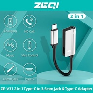 ZE-V31 2 in 1 Type-C to 3.5mm Headphone(AUX Audio) Jack and Type-C Adapter