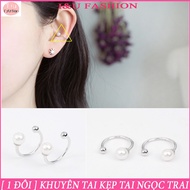 [ 1 PAIR ] Unique and personalized ear clip earrings for women with pearls in silver and gold color 