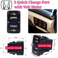 HONDA DUAL USB PORT PANEL with LED Voltage meter volt quick charge blue led city civic crv jazz acco