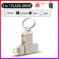 2TB OTG Flash แฟลชไดรฟ์ USB 512GB สําหรับ iPhone, Metal Pen Drive HD Memory Stick สําหรับโทรศัพท์ PC