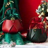 FUHUI Christmas Present Bag Festival Cartoon Christmas Decoration PU Gift Handbag With Handle For Children Kids Gift Pouch