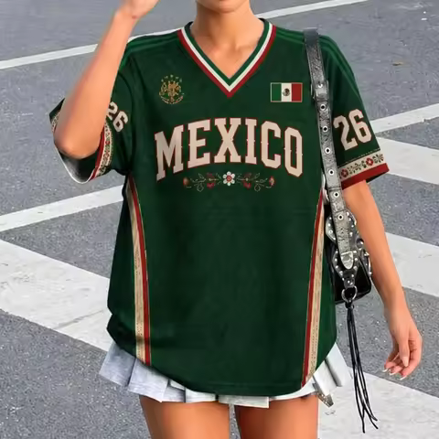 Vintage Mexico Soccer Jersey Mexico Football Fan Shirt Mexico Fan Shirt Gift Summer Sports Men's T-S
