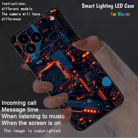 Cool Circuit Board Luminous Phone Case For Xiaomi 15T 14T 13T 12T Pro POCO F8 F7 Ultra X7 X8 Pro Gla