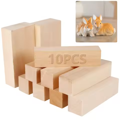 10Pcs Basswood Carving Block Natural Soft Wood Carving Blocks 2 Sizes Portable Unfinished Wood Block