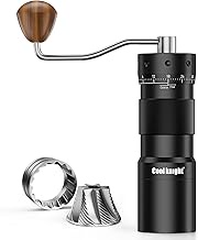 COOL KNIGHT Manual Coffee Grinder, 7-Edge SUS420 Stainless Steel Conical Burr, 72-Click External Adj