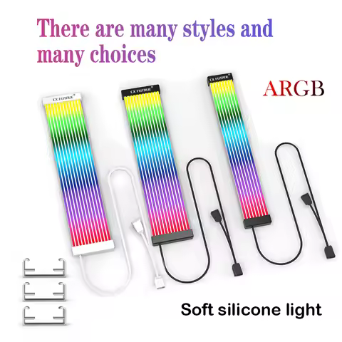 ARGB Soft Silicone Decorative Light Strip, 8/24Pin PC Power Cable Decoration,5V ARGB Sync,Neon Strip