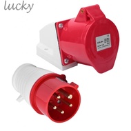 Socket 3 PHASE 5 PIN 415V INLET PLUG MALE FEMLE PHASE PIN RED Red+white