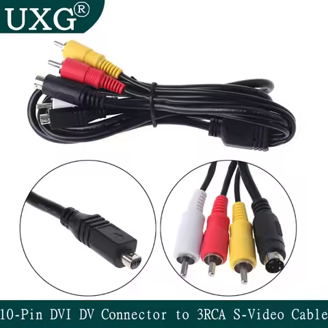 High Quality Lead AV Cable 10-Pin DVI DV Connector To 3 RCA S-Video For Sony DCR Handycam Camcorder