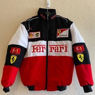 F1 Retro Motorcycle Long Sleeve Embroidered Racing Jacket Ferrari Racing Team Autumn/Winter Cotton F