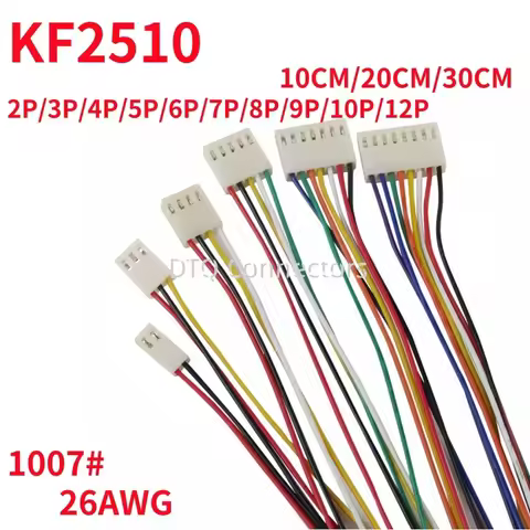 10PCS 10CM/20CM/30CM KF2510 2/3/4/5/6/7/8/9/10 PIN connector plug with cable wire 2.54MM PITCH 2P/3P