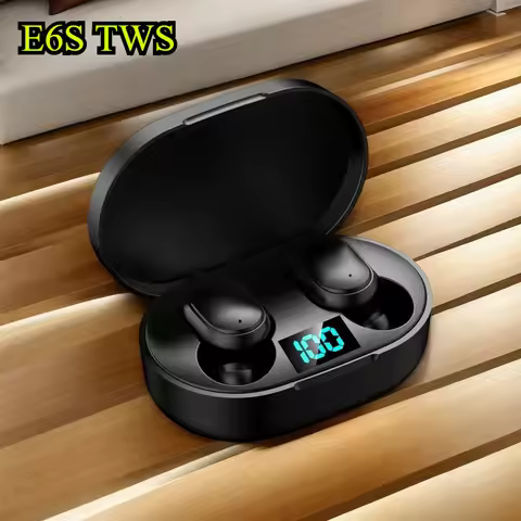 E6S Air Pro Fone Bluetooth Earphones Wireless Headphones LED Display Noise Cancelling Earbuds by Mic