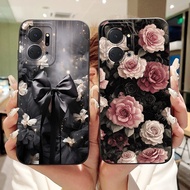 For Honor X7a RKY-LX2 / Honor X7 CMA-LX2 Beautiful Bow Rose Painting Casing HonorX7a X7 Lens Protect