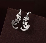 民族圖騰中國文化飛行蝙蝠耳環女式泰國銀幣