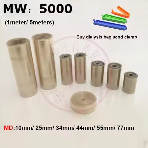 1meter/5meters laboratory MW5000 Regenerated cellulose RC dialysis bag MD25/34/44/55/77mm