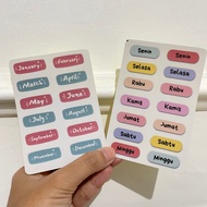 Sticker sticker label name day and moon wallet discipline fight and journals