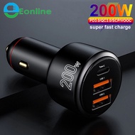 EONLINE 3D USB Car Charger 200W Super Fast Charger 100W 65W PD Type-C Quick Charge3.0 For HUAWEI OPPO VOOC IPhone Xiaomi Mobile ClareJaym.