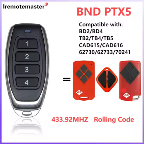 Compatible B&D Tritran TB6 Garage Door remote 433MHZ for BND TrioCode TB2 TB5 BD4 BD2 Remote Replace