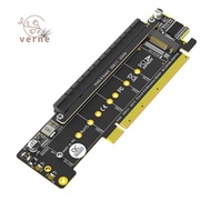 Dual NVMe PCIe Adapter, PCIe 4.0 X16 to Dual NVMe & 1x More PCIe X16 (X8 Signal) Adapter for M.2 NVM