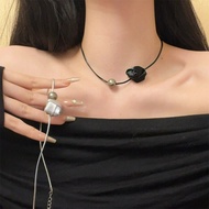 Black Silver Women Rose Flower Pendant Necklace Clavicle Choker Chain