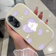เคสสําห OPPO A98 5G F23 5G A1 5G เคสโทรศัพท์รูปหัวใจกระต่ายหมีกันกระแทกกลมและอ้วน