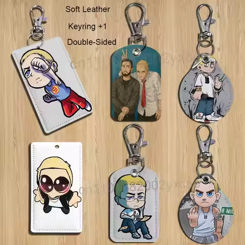 Cartoon Eminem Slim Shady Cartoon Singer Anime Card Keychain Fashion Pendant Bag ID Door Card Case B