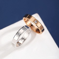 Ring Block Gold Tail Ring CNC Female V Rose Gold Ice Cube Couple Rings with Diamonds Half Diamond Ch