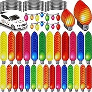 Kanayu 456 Pcs Reflective Christmas Car Magnets Set Include 216 Pcs Xmas Reflective Light Bulb Magne