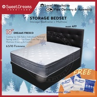 A77 Bed Frame | Frame + 10" Cooling Mattress Bundle Package | Single/Super Single/Queen/King Storage Bed | Divan Bed