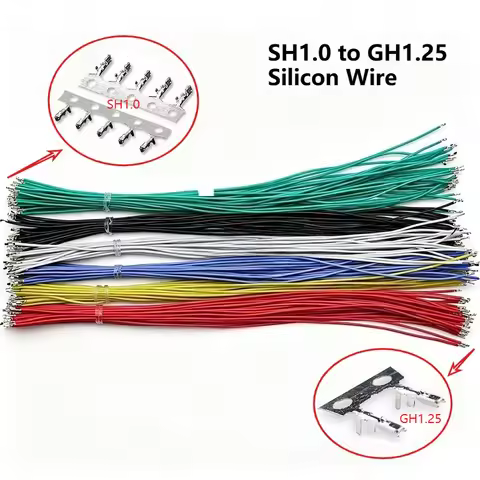100pcs SH1.0 to GH1.25 1.0mm to 1.25mm Soft Silicon High Temp Resist Terminal Wire Cable 10cm 20cm D