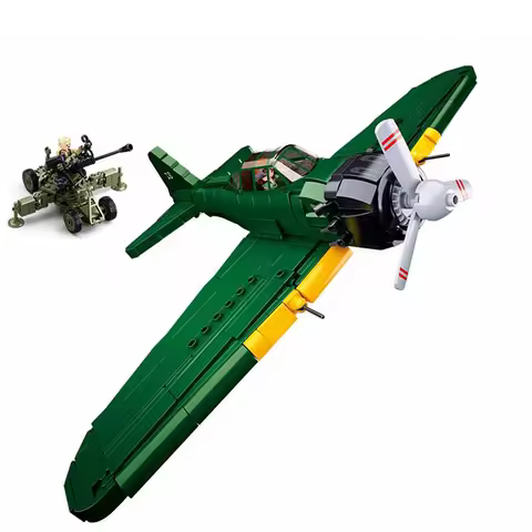 New WW2 Technical Military Fighter Model Building Blocks A6M Zero Attack Aircraft Helicopter Bricks 