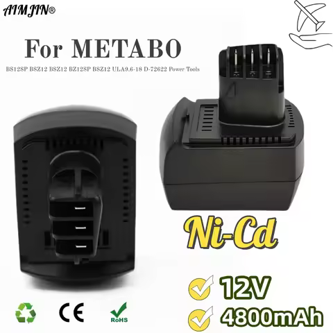 12V 4.8Ah NI-MH Rechargeable Battery for METABO Cordless Drills 6.02151.50 BZ12SP BSZ12 Premium BZ12