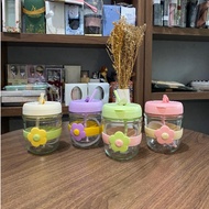 HOHO PASTEL FLOWER MOTIF Glass Tumbler with straw