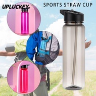 UPLUCKEY 750ml Water Bottles Gym Portable with Straw Food Degree Plastic