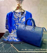 【NA She.歐美精品進口服飾名品】LV 瑪瑙藍色EPI水波紋防刮牛皮革 麥穗壓紋 經典款手提波士頓包 手提包 凹造型 吸眼球 率性簡約 黃金尺寸 高端潮流 炸街必備 人氣爆款 潮流爆款 高端時尚 