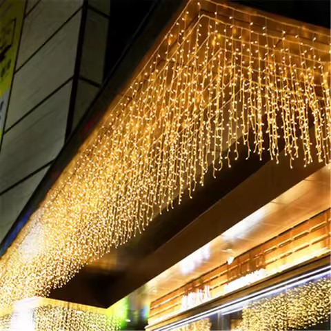 5M Christmas Garland LED Curtain Icicle String Lights Droop 0.4-0.6m AC 220V Garden Street Outdoor D